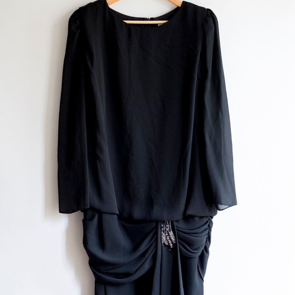Black Silk Sequined Dress